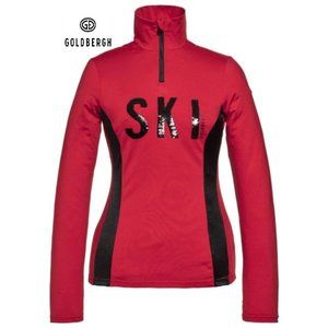 GOLDBERGH Hila Skivvy Ruby Red Sequins Ski Pully Baselayer Thermal, size S
